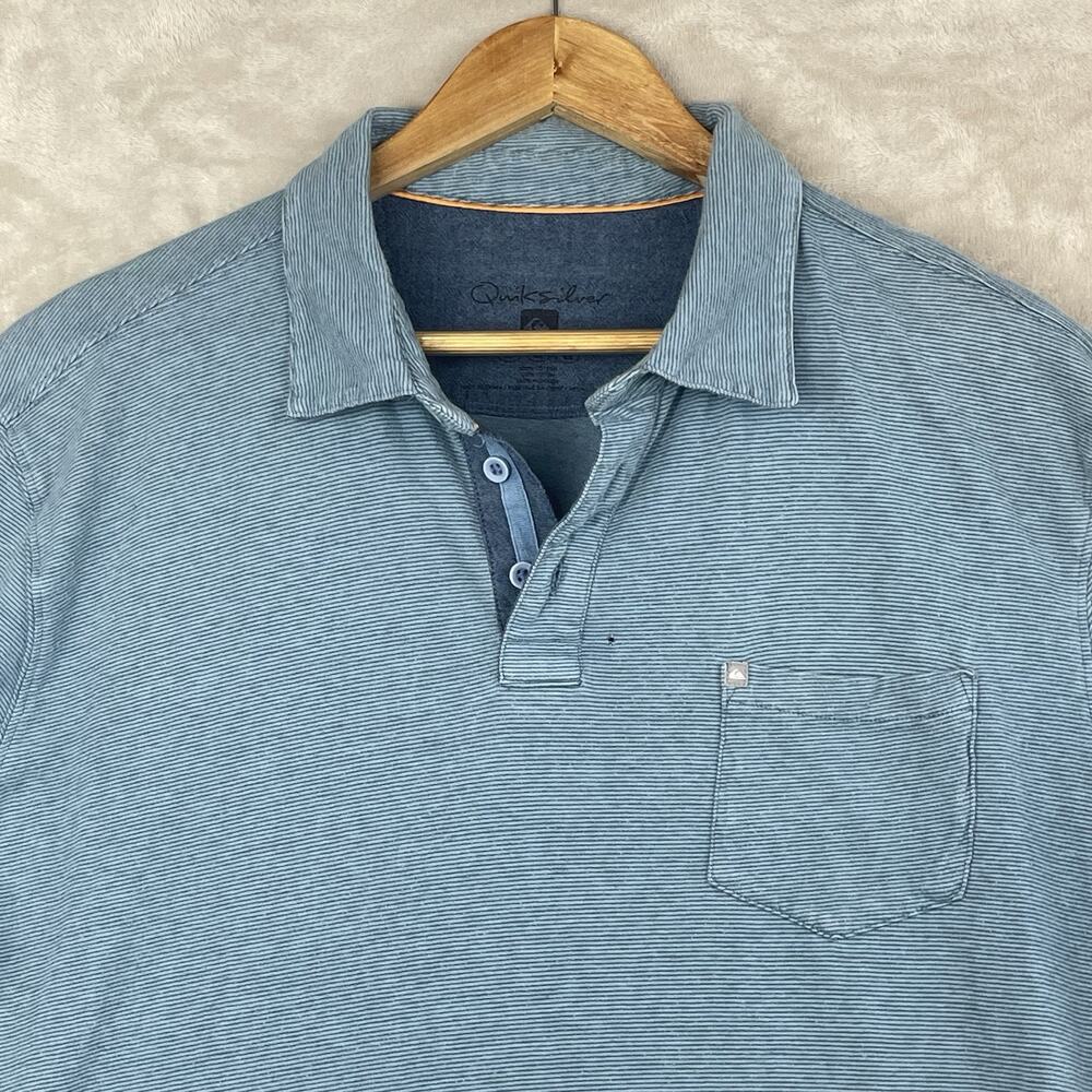 Quicksilver Striped Polo Shirt Men's Large Faded Holes Grungecore Nirvana